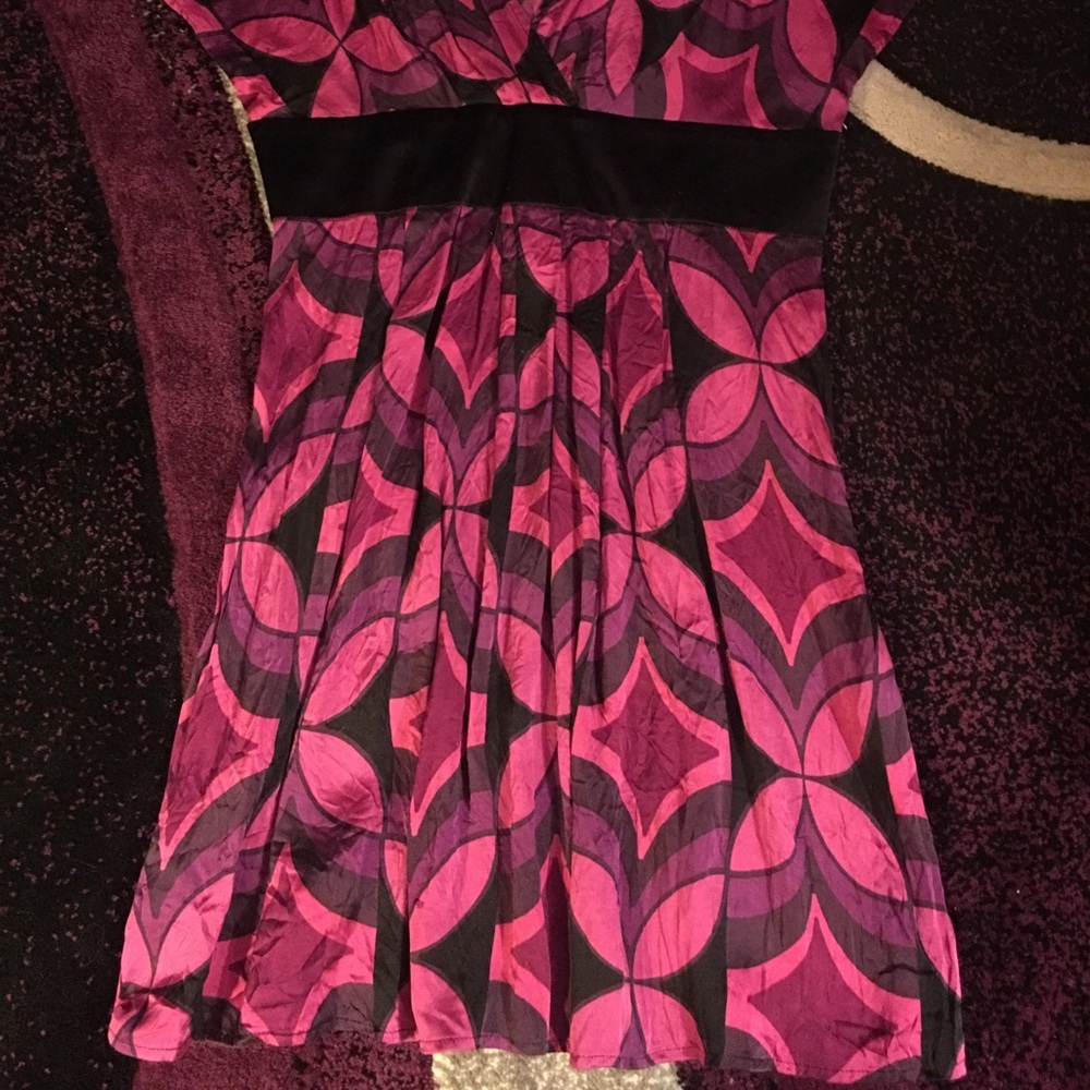 Beautiful Satin pink purple black silk dress